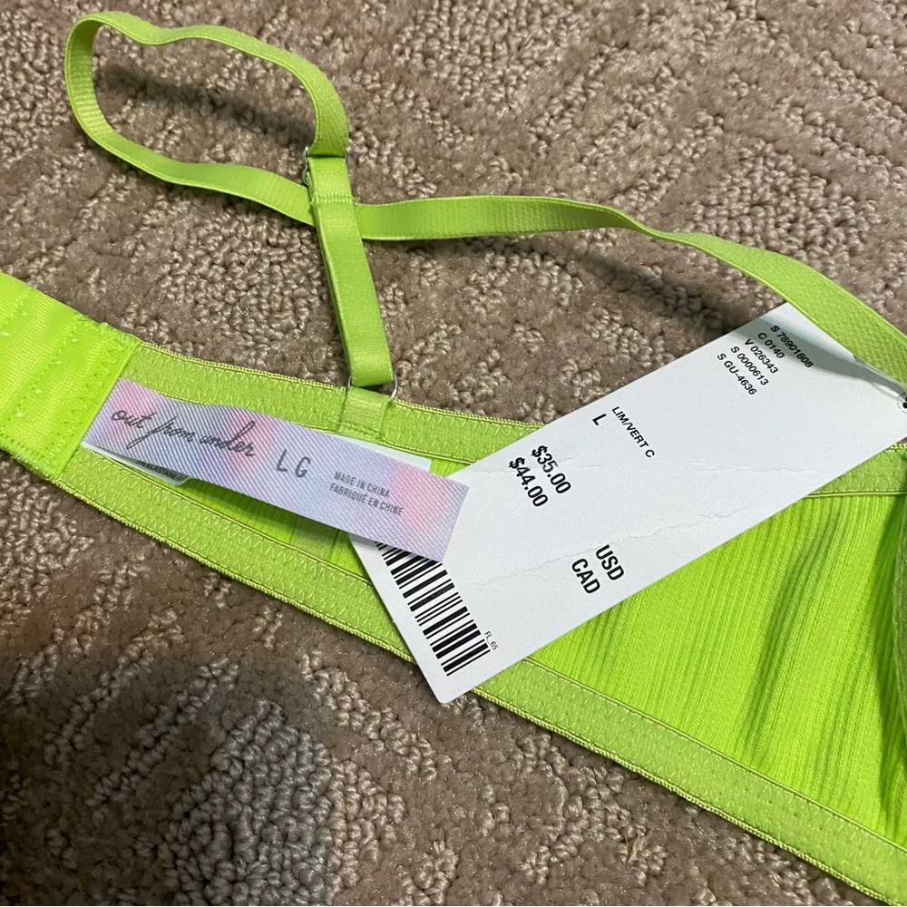 NWT {Urban Outfitters} Out From Under | That Girl Ribbed Bra | Lime/Vert~ Large - Picture 16 of 16